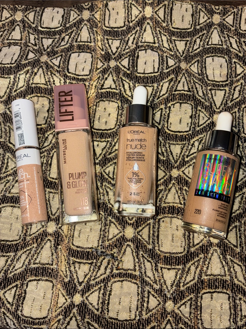4 pack L'Oréal & Maybelline Nude Liquid Face Makeup Bundle - Warm Beige Shades